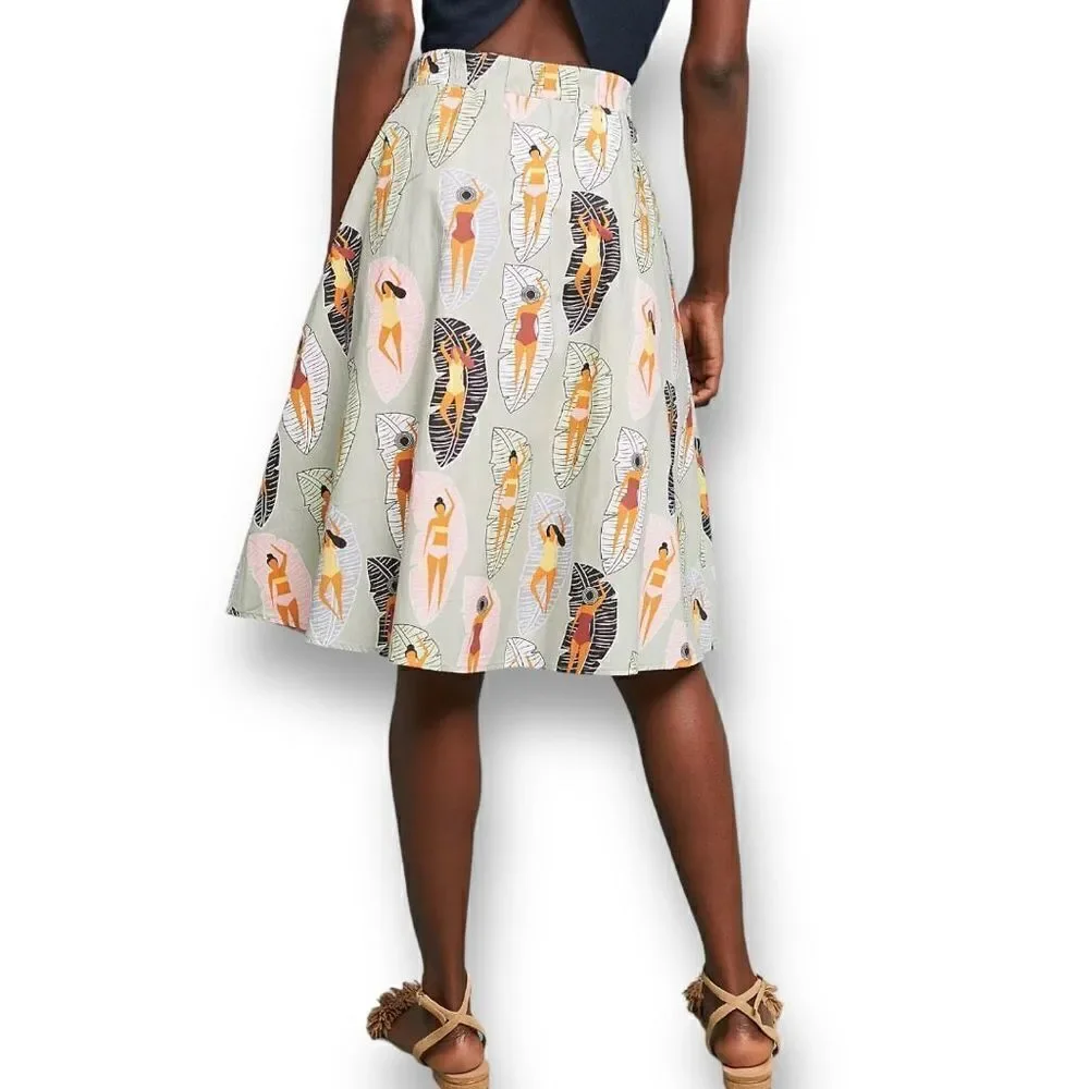 ANTHROPOLOGY Sunbather Midi Skirt Women’s 0 NWT MSRP $128 Greyish green.